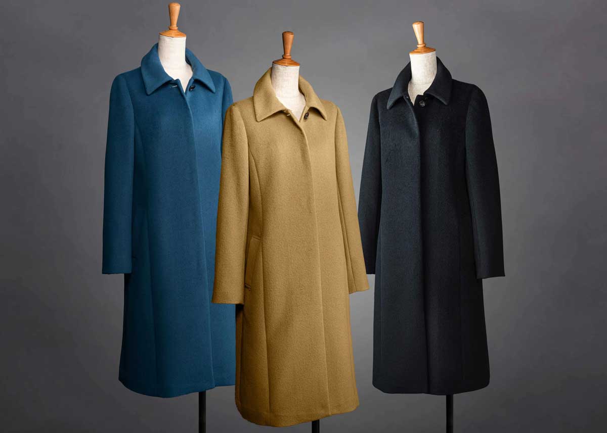 アンゴラ混ステンカラーロングコート セシール Cecile