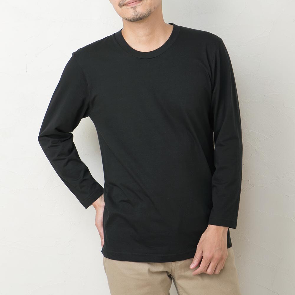 2枚組 男の綿100%クルーネックTシャツ(長袖) - セシール(cecile)