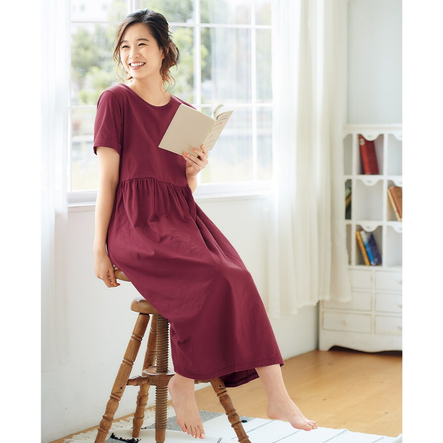 サマーロングルームワンピース 綿100 セシール Cecile