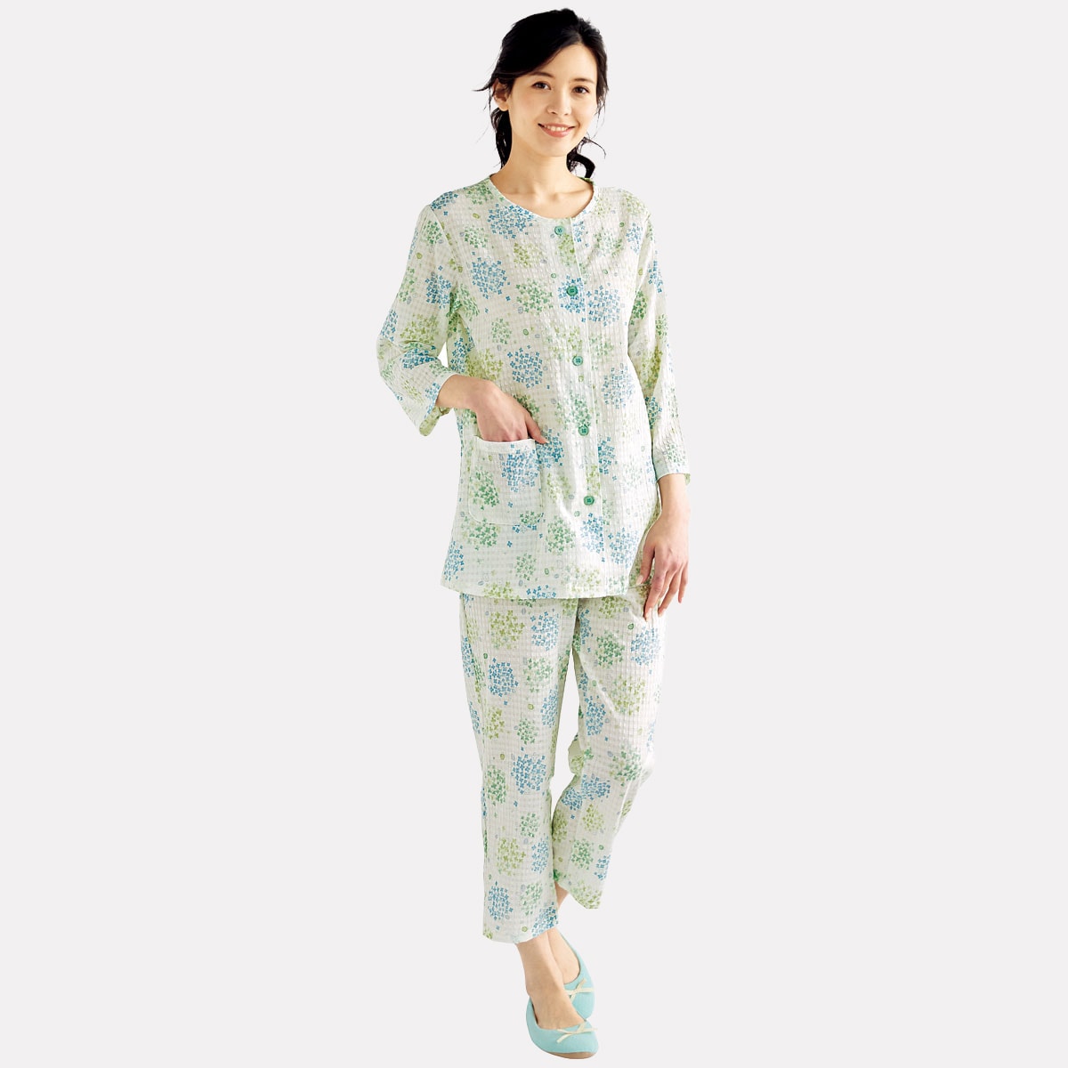 空羽楊柳パジャマ 軽くて涼やか 綿100 日本製 セシール Cecile