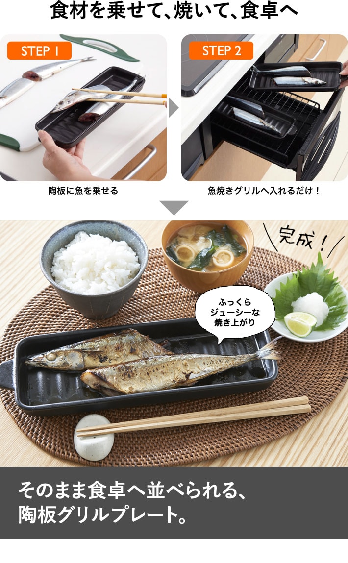お魚とうばん(2枚組)/陶器プレート皿 魚焼きグリルの汚れを防ぐ
