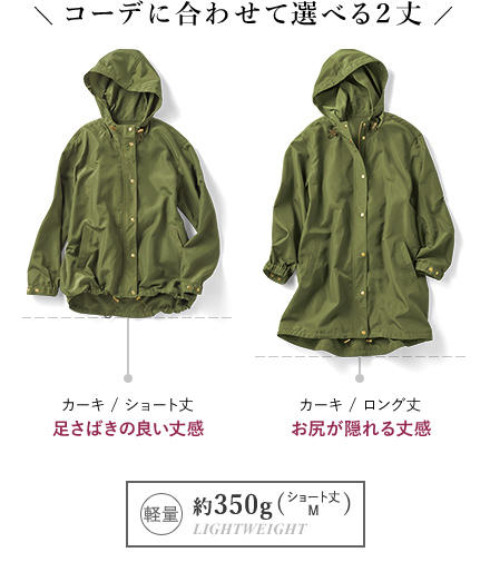 ボトムに合わせて選べる2丈/軽量約350g(ショート丈・Mサイズ)