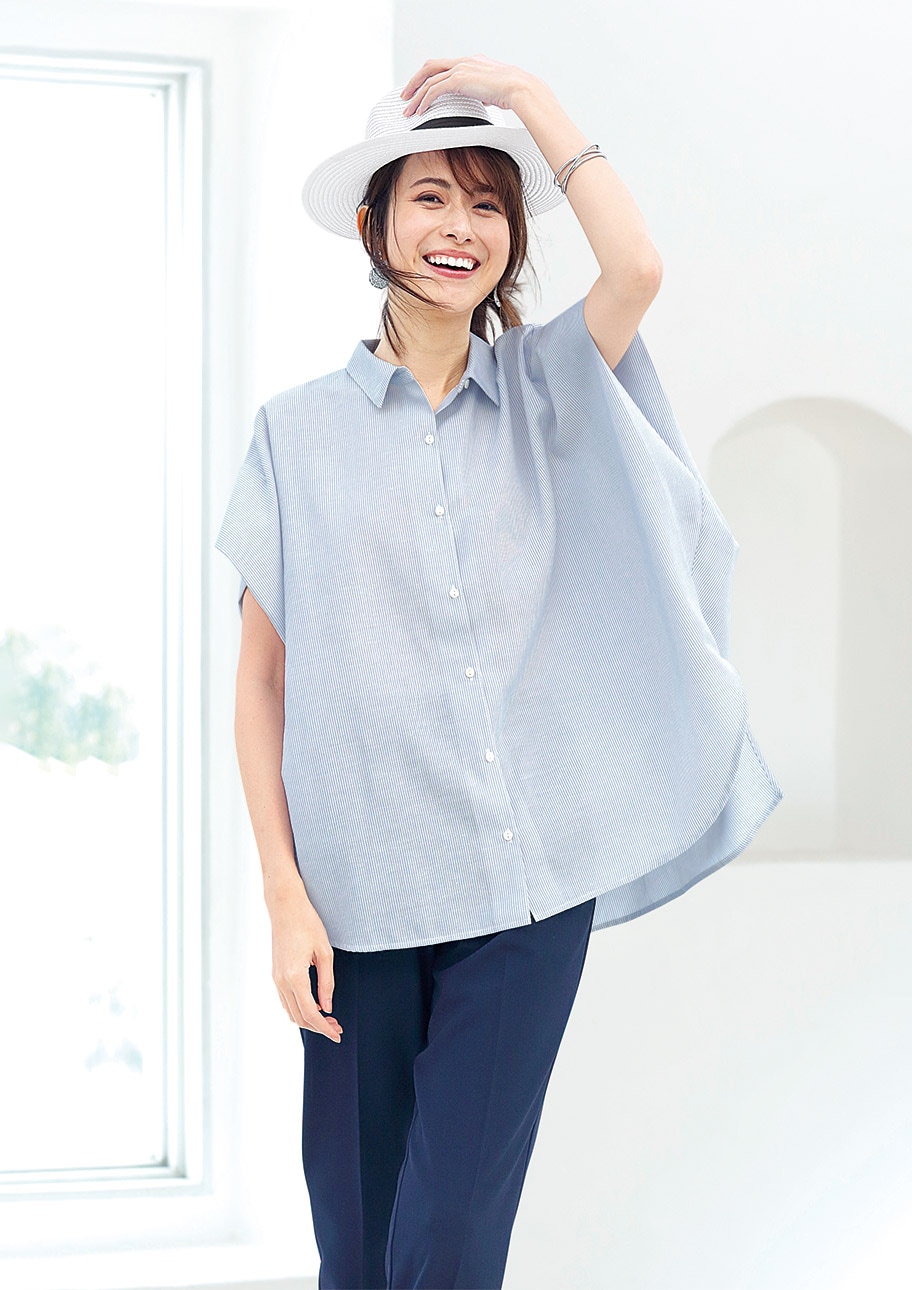 ゆったりシャツとキレイ目パンツで大人カジュアルコーデに