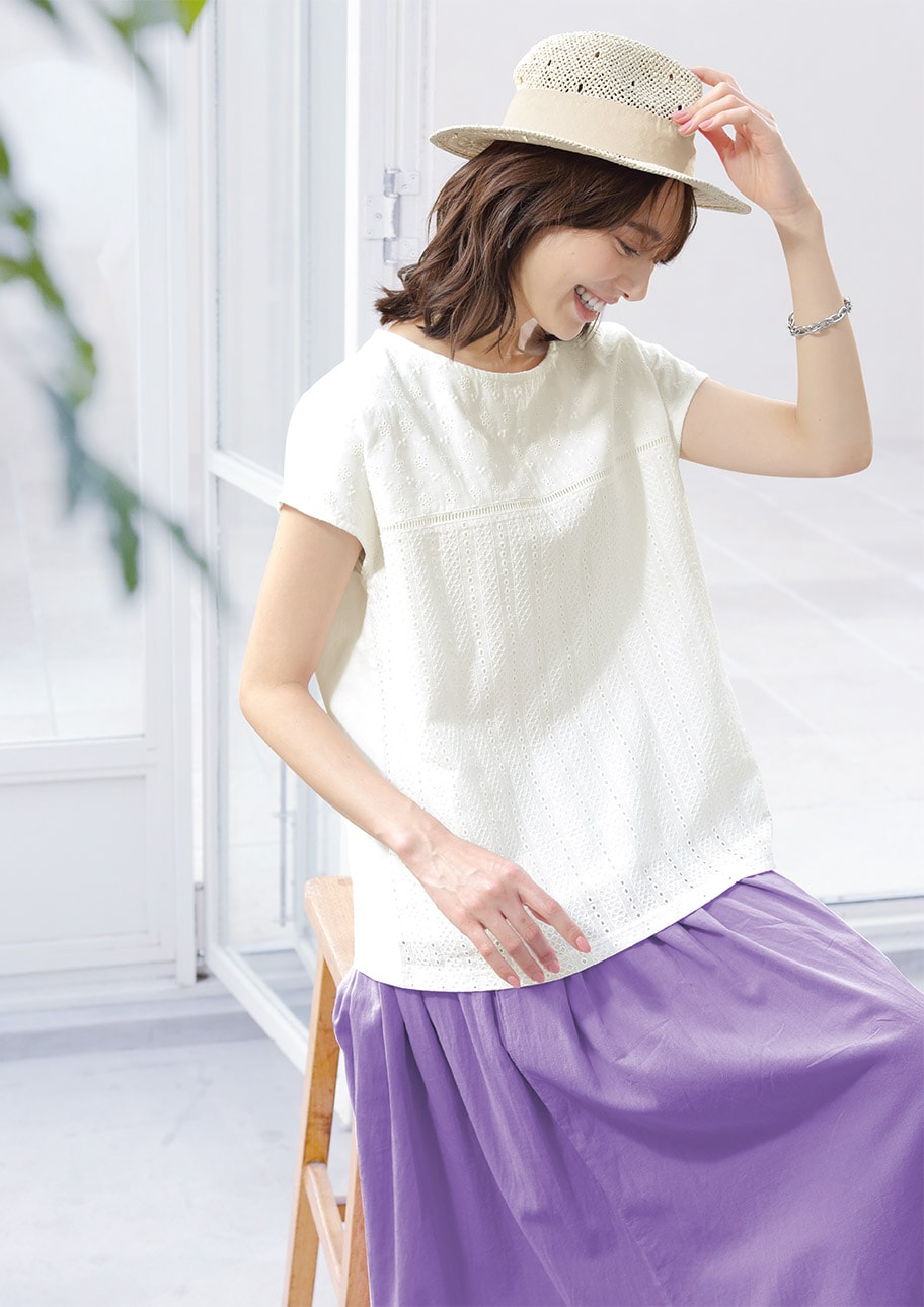 着心地いいコットン素材で上下コーデ!可愛らしさも抜群