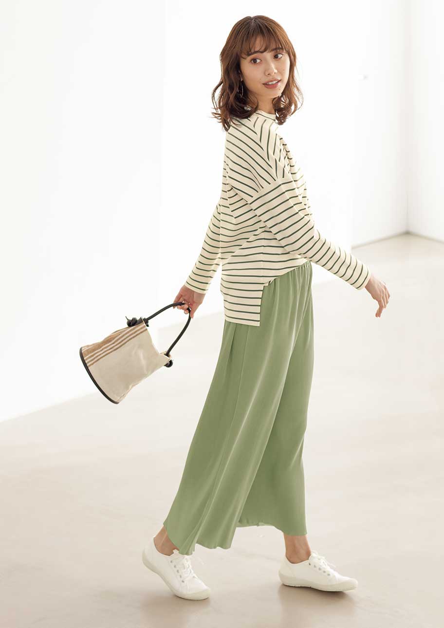 ハイネックボーダーtシャツ 長袖 綿100 洗濯機ok セシール Cecile ハイネックボーダーtシャツ 長袖 綿100 洗濯機ok セシール Cecile