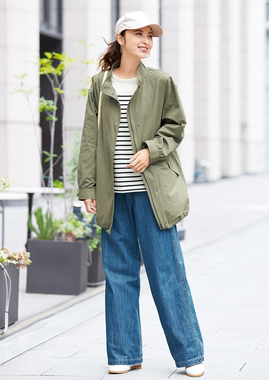 ミリタリーグリーン×デニムで作る、大人のリラックスシック