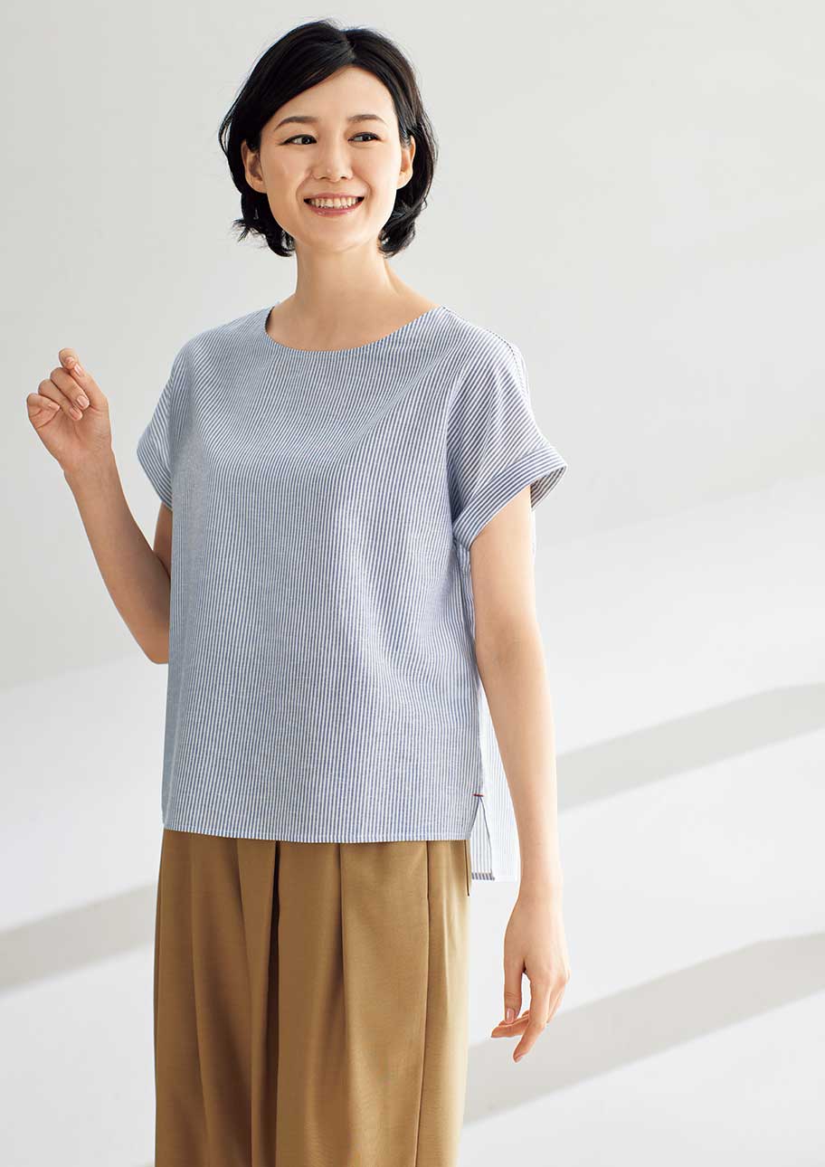 落ち感があるきれいめシャツで夏っぽい大人のカジュアルスタイル